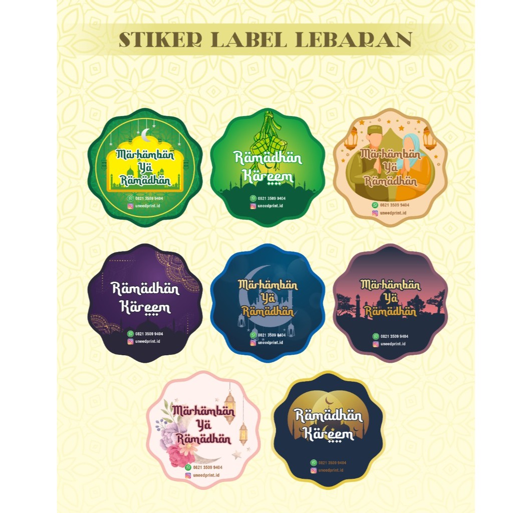 

Sticker Toples Lebaran Idul Fitri Label Kue Bentuk Bulat Pola