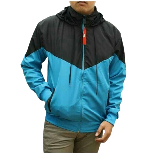 INDO - Jaket Parasut Olahraga Kombinasi | Jacket Lari Jogging Pria/Wanita Hitam Turkis