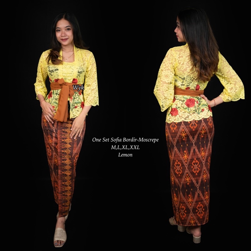 One Set / Setelan Kebaya Sofia Bordir-Moscrepe/Kebaya Bali/Kebaya Murah/Setelan Kebaya Termurah