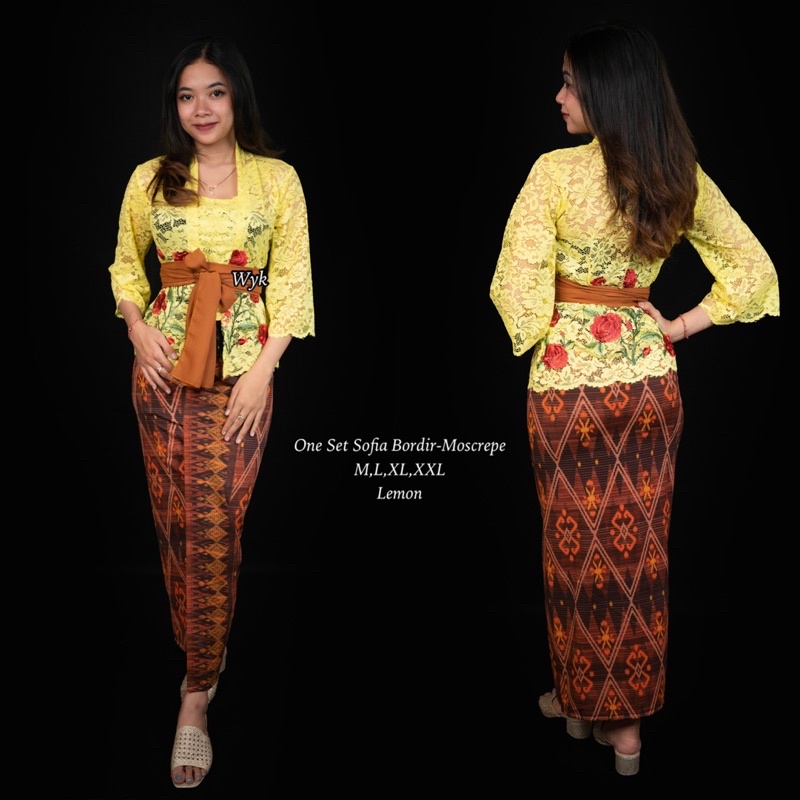 One Set / Setelan Kebaya Sofia Bordir-Moscrepe/Kebaya Bali/Kebaya Murah/Setelan Kebaya Termurah