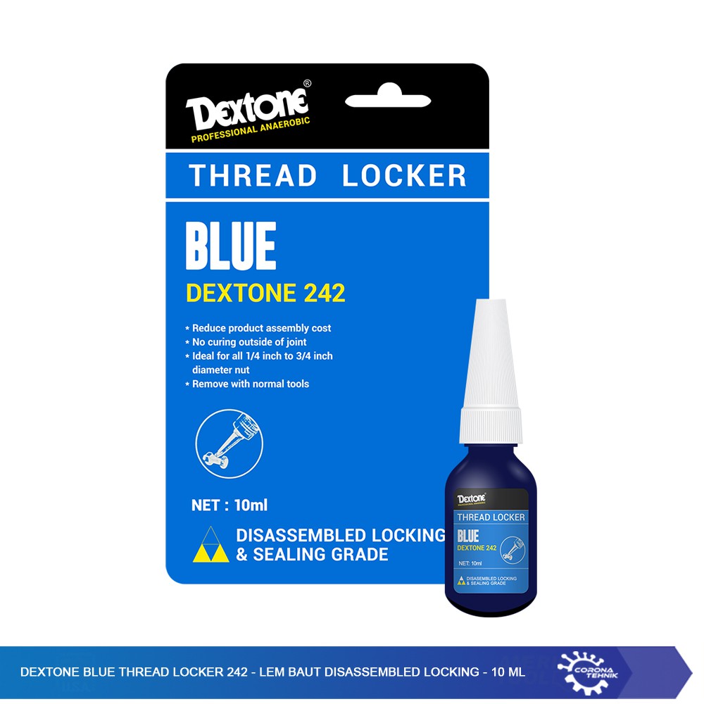 Dextone Blue Theard Locker 242- Lem Baut Disassembled Locking - 10 ml