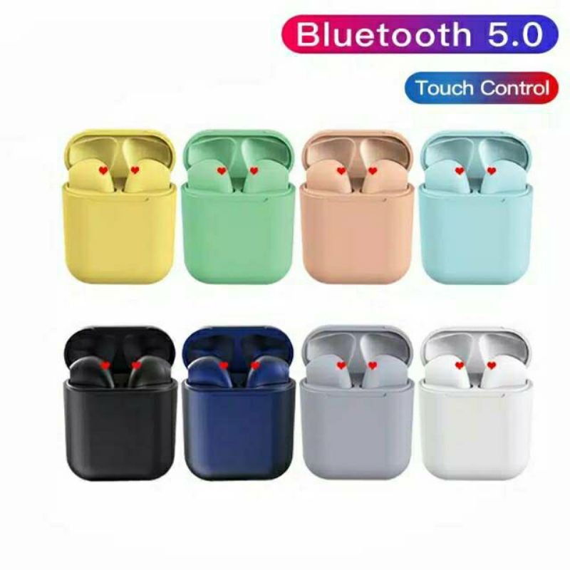 Headset Bluetooth i12 TWS Warna Macaron Wireless Earphone Inpods 12