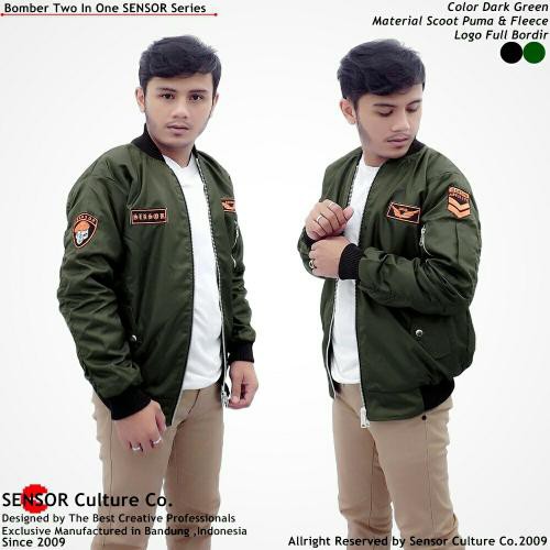 Jaket bomber original sensor green army bisa bolak balik pria keren murah dan wow bangeett pokok ny