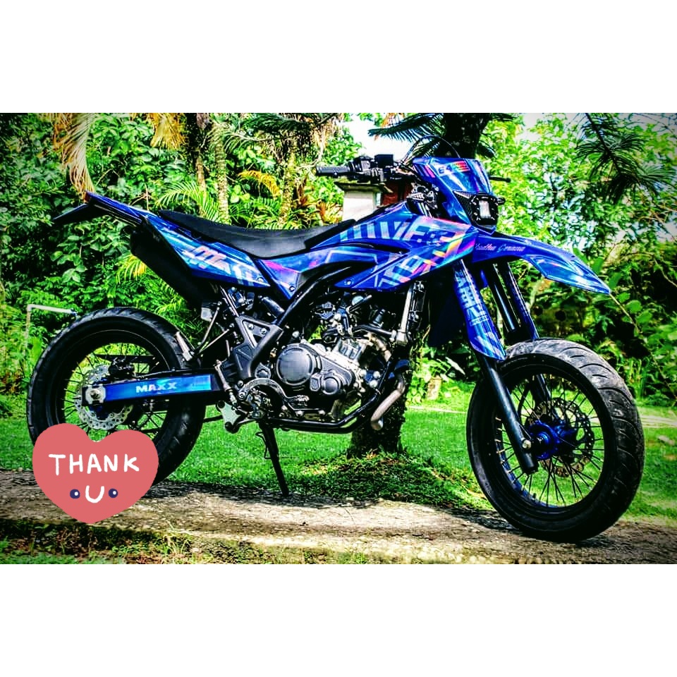 decal stiker motor wr biru hologram nyala