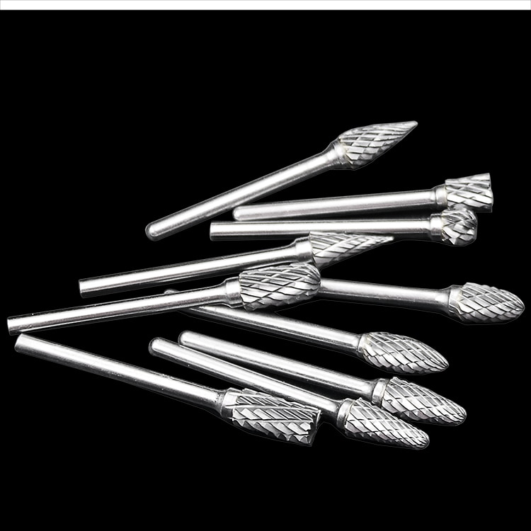 JIGONG Mata Bor Tungsten Carbide Cone Spiral 1/8 Inch 10 PCS - Abu-Abu