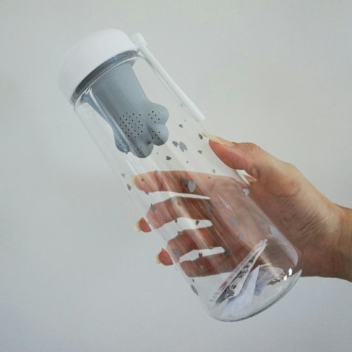 H264 Botol Minum Paw Cat 550ml Cute Claw Tea Infuser Kucing Lucu Unik / Botol Air Minum Sakura-ABU