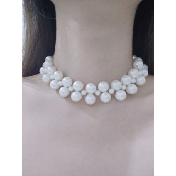 Juliette Big Pearl Korean Choker Necklace Kalung Mutiara Korea Anyam