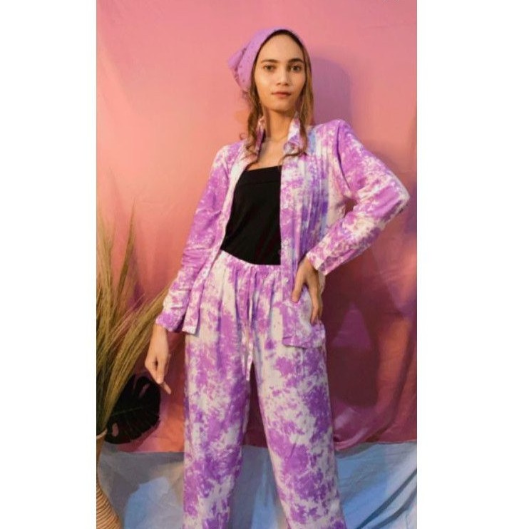one set tie dye lengan panjang