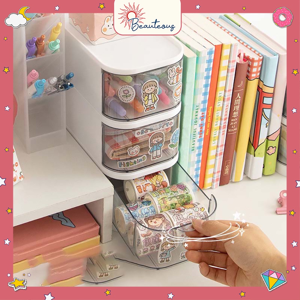 Storage Box Laci Serbaguna Tempat Make Up Aksesoris Stationary Serbaguna Free Stiker Tumblr DIY Cute