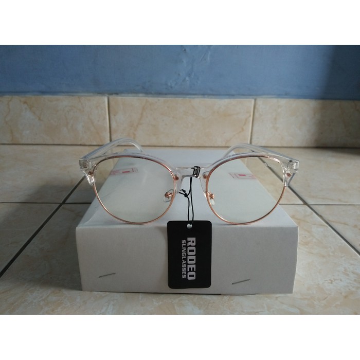 DISKON SALE MURAH KACA MATA PROMO FASHION BULAT KACA BENING GOLD TRENDY GAYA KOREA GB REAL PICT