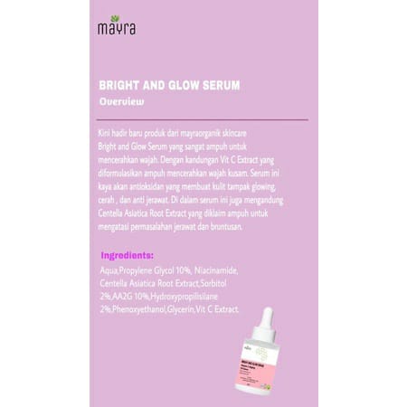 MYO SERUM BPOM / MAYRA SERUM BRIGHT &amp; GLOW BPOM NEW PACKAGING BOX | MYOBEAUTY Serum Vit C Whitening Glowing Viral 20ML Kemasan Baru| Serum Mayra