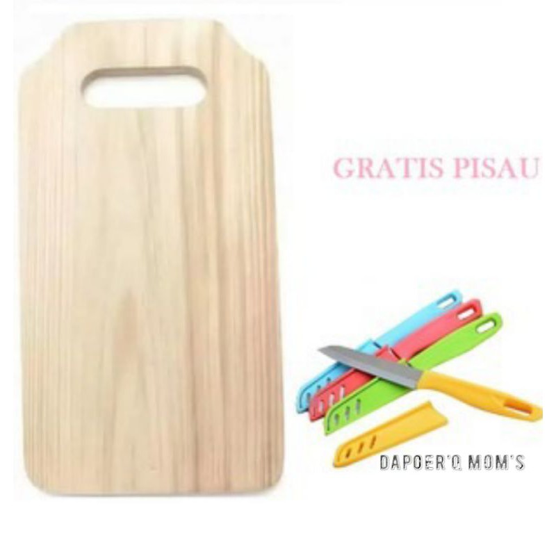 Talenan Kayu Kotak BONUS Pisau Buah