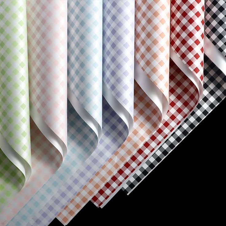 Jual Lembar Cellophane Gingham Square Bicolor Wrapping Paper Waterproof Kertas Bunga