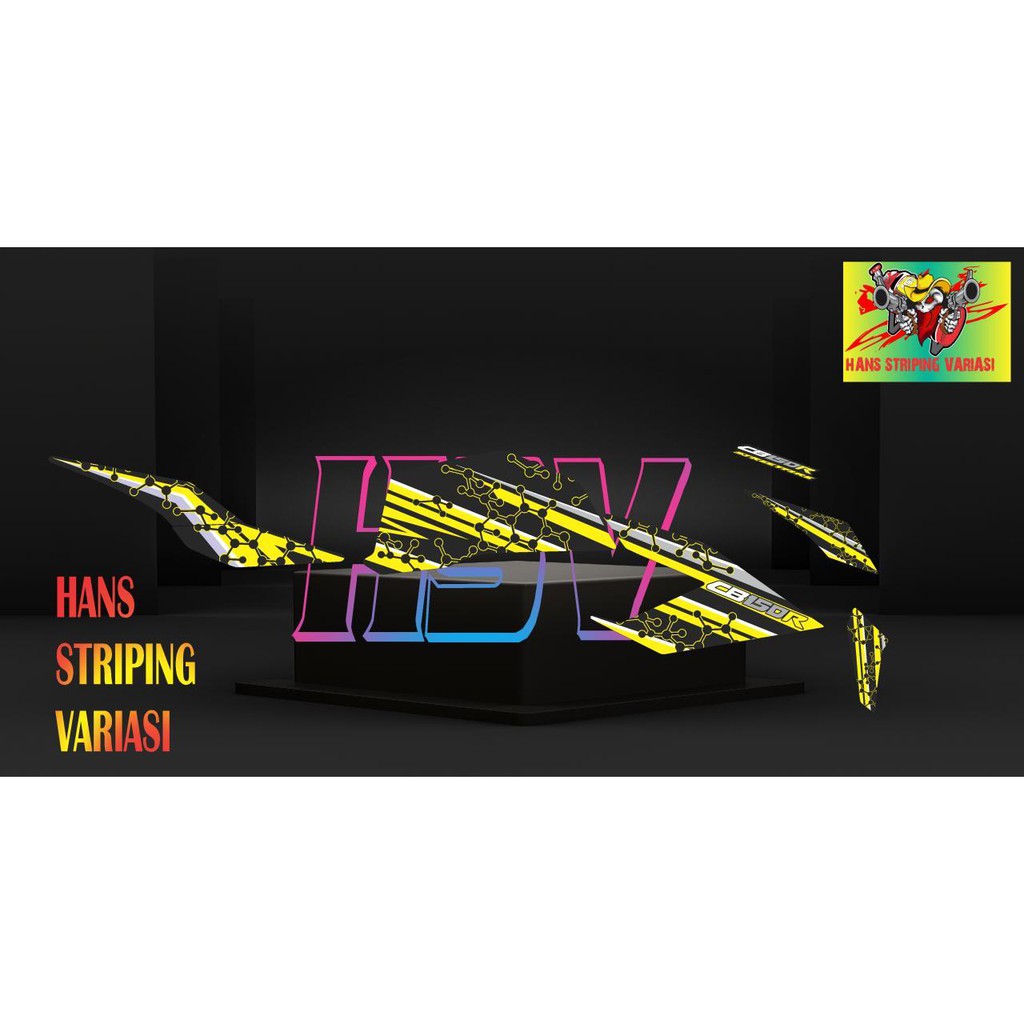 striping stiker decal cb150r new dna hitam