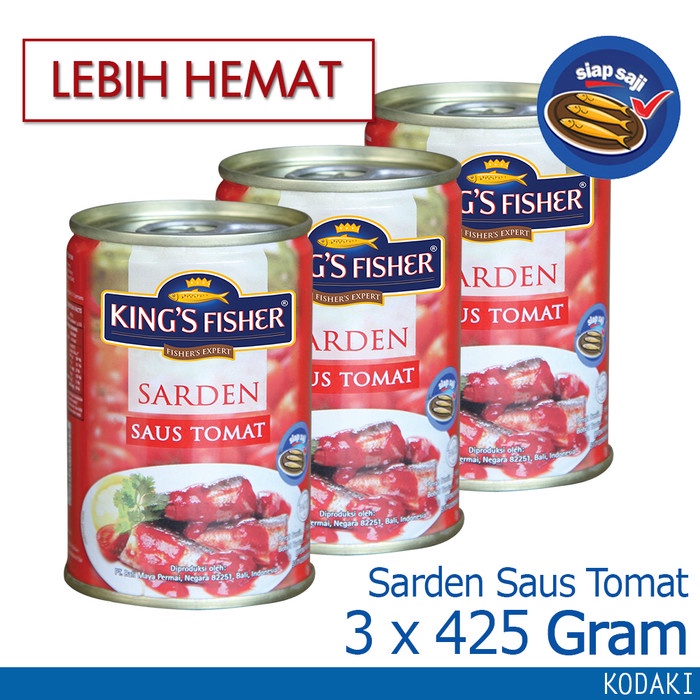 

Gg0Hh King'S Fisher Paket 3 Pcs Sarden Saus Tomat 425G Makanan Kaleng Kings Ds0kk
