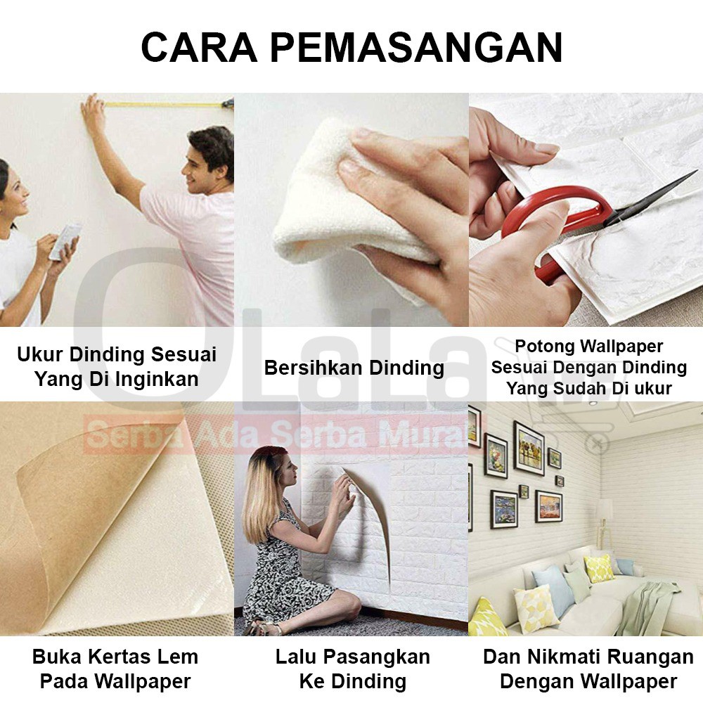 Wallpaper 3D Modern Foam Batu Bata Ukuran 70 X 77 Wall Sticker 3DQT-05-8