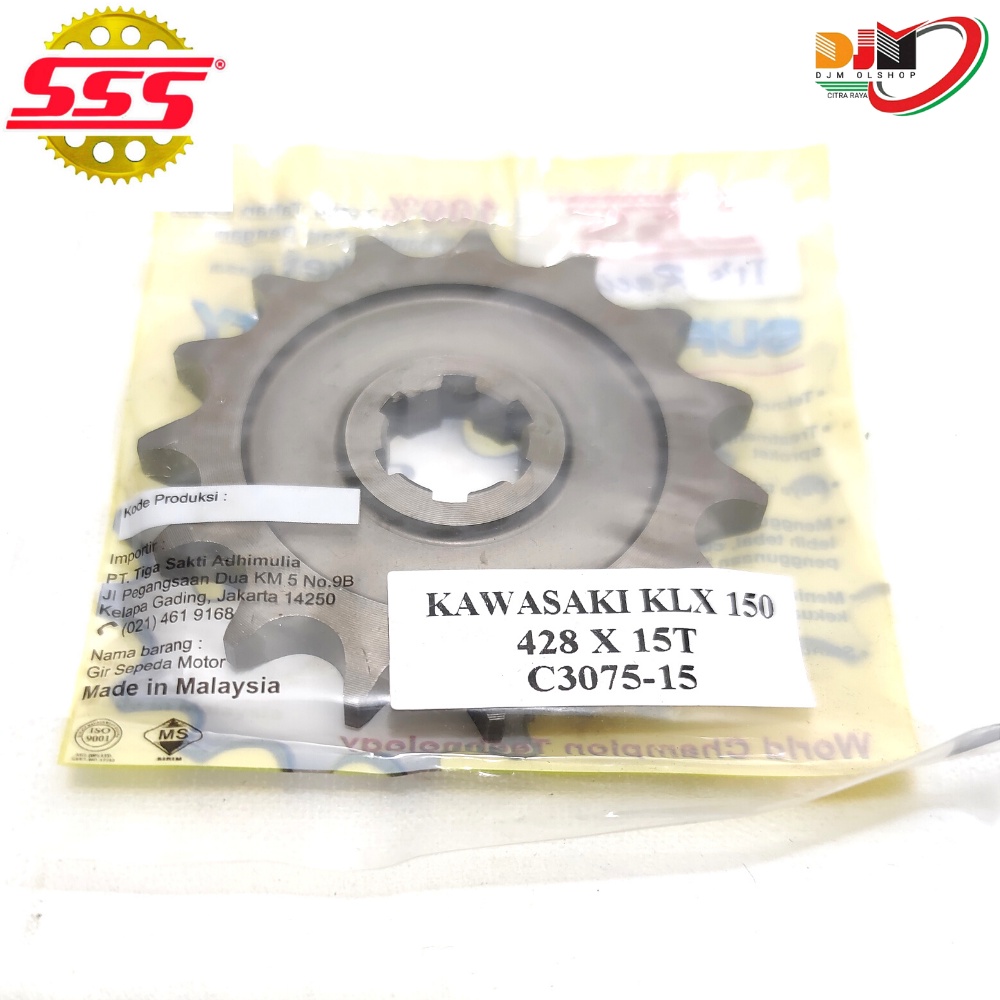 SSS Gear Depan Kawasaki KLX 150  SSS 428 13T 14T 15T