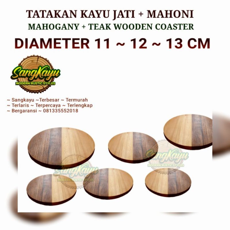 Talenan Tatakan kayu unik mix jati mahoni wooden coaster kayu nampan