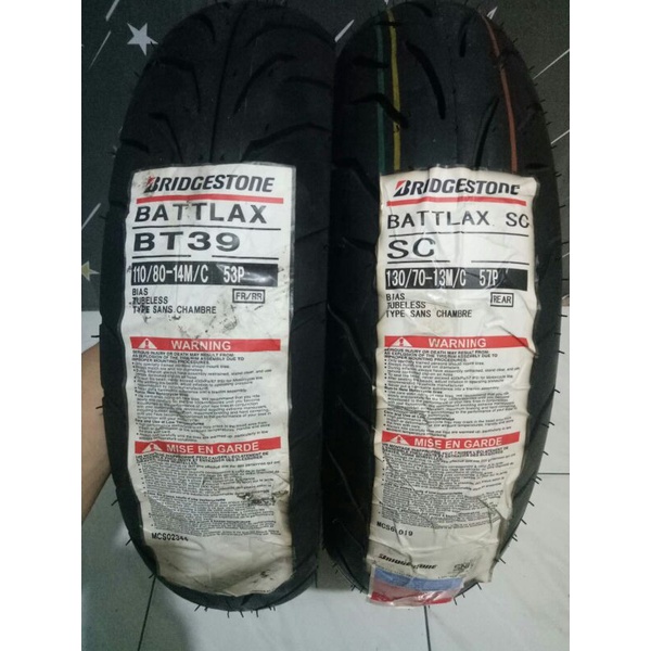 PAKETAN BAN LUAR BRIDGESTONE BATTLAX BT39 UK 110/80-14 DAN SC UK 130/70-13 BAN TUBELESS HONDA ADV 150