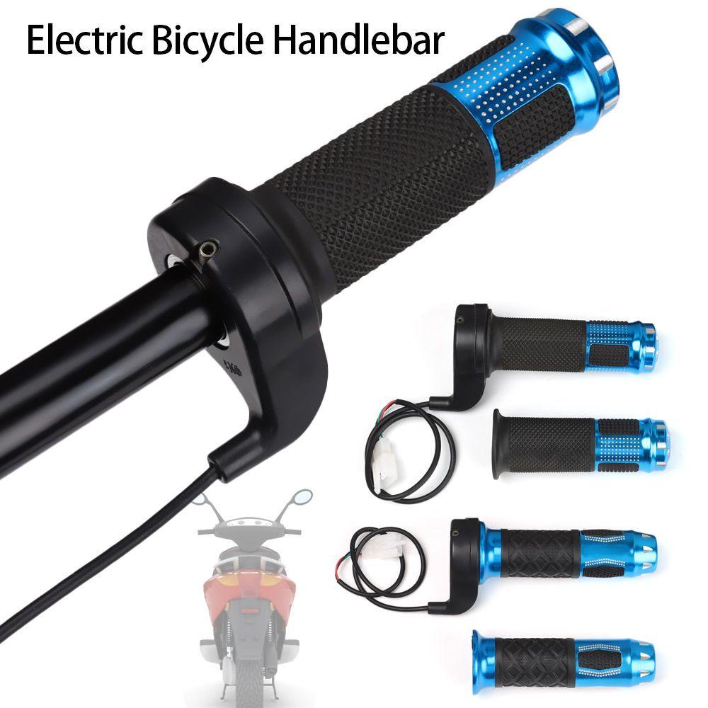 Wonder 1pasang E-Bike Throttle Grip Alat Refitting Aksesoris Kabel Panjang Blue Twist Accelerator