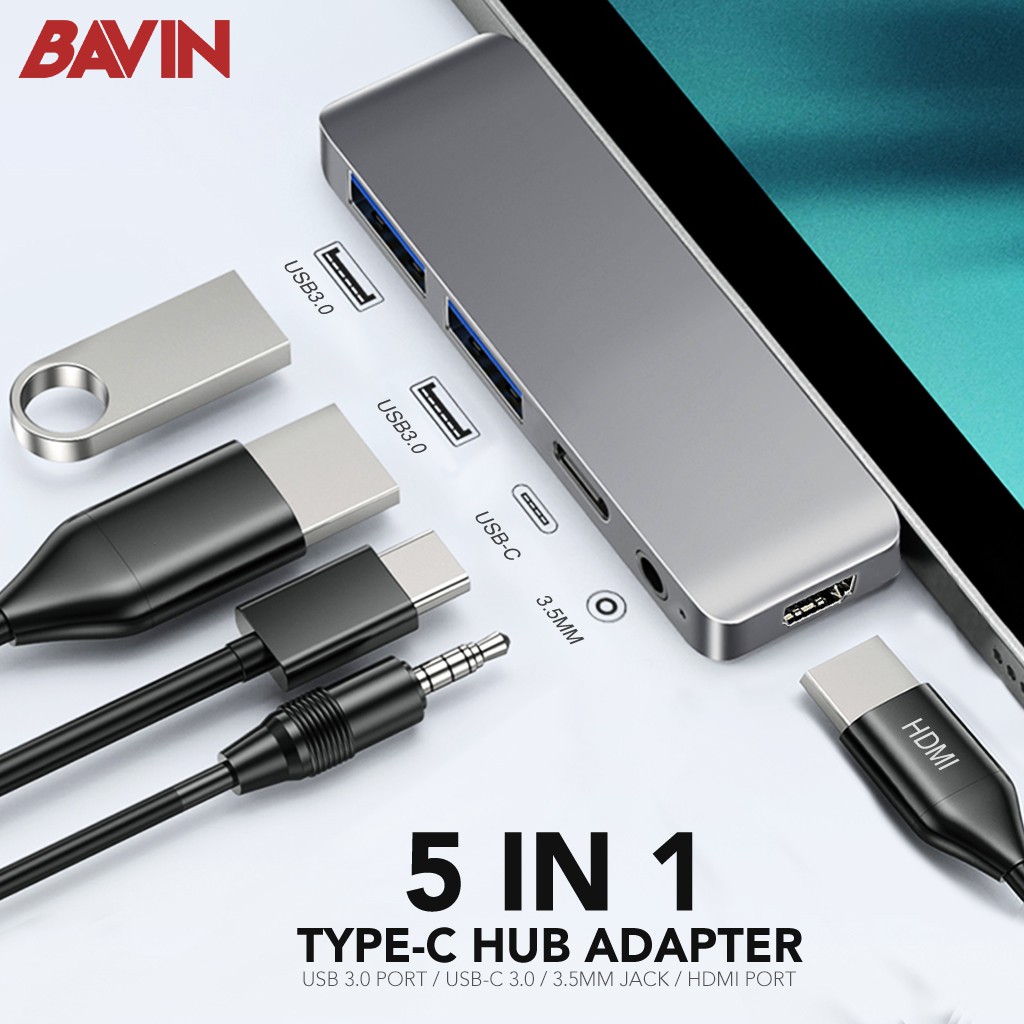 5 in 1 USB C HUB to HDMI / USB 3.0 / TYPE C / 3.5MM Jack