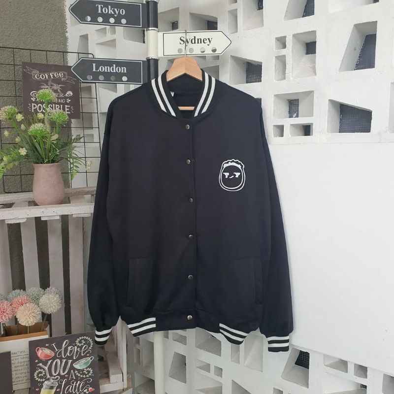 Xxl Jaket Baseball Be Smile  Pria Wanita Oversize Jumbo | Jaket Varsity Baseball Unisex Oversize | Baseball Korean Style