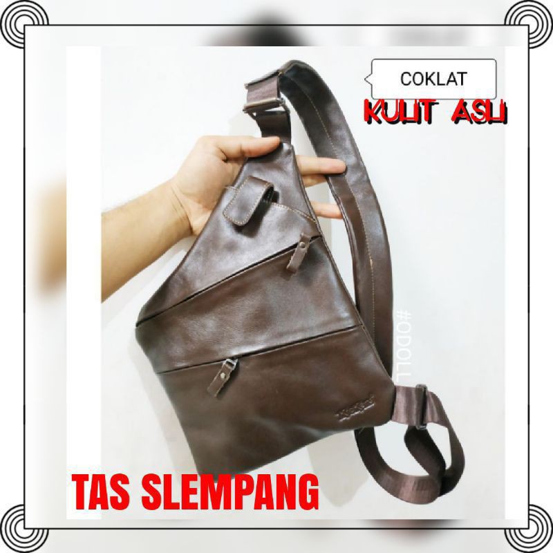 TAS SLEMPANG PRIA KULIT ASLI/TAS PINGGANG KULIT