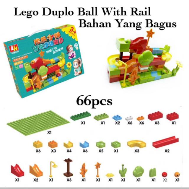 [MS]Mainan Anak Balok susun Duplo Bola Dan Rail / Balok susun Ukuran Sedang