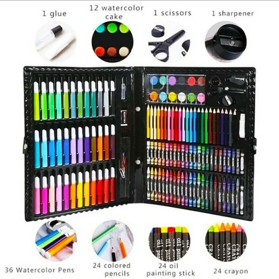 ALAT TULIS CRAYON SET COLOURING 150PCS - PENSIL WARNA 1SET 150PCS SUPER LENGKAP - BDC