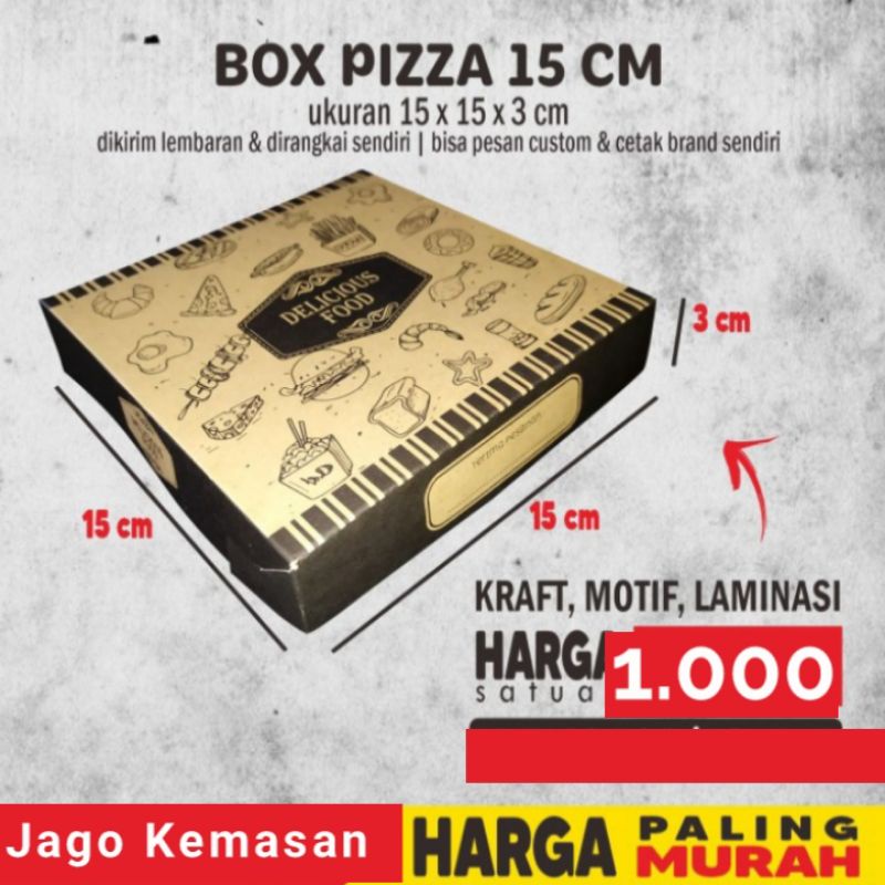 BOX CAKE, BOX PIZZA KRAFT LAMINASI 15x15x3 cm