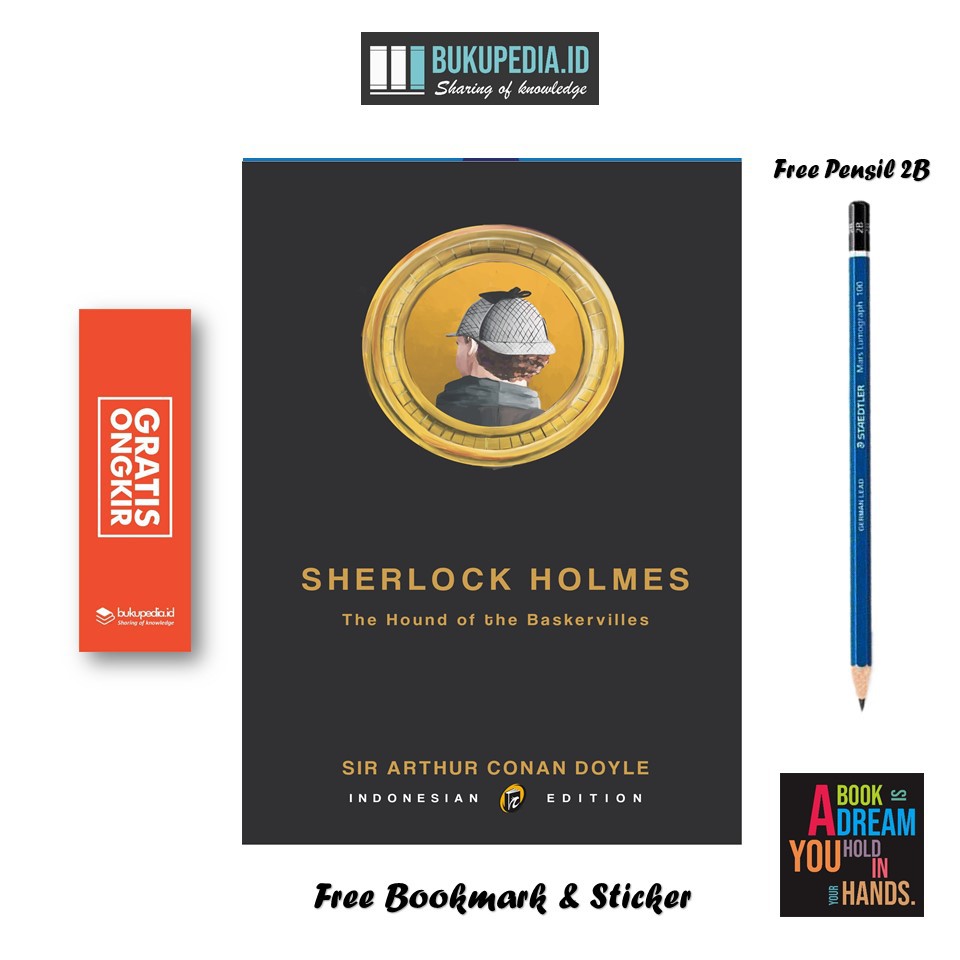 

BUKU SHERLOCK HOLMES THE HOUND OF THE BASKERVILLES - IMMORTAL - (BONUS PENSIL 2B,BOOKMARK, STIKER)