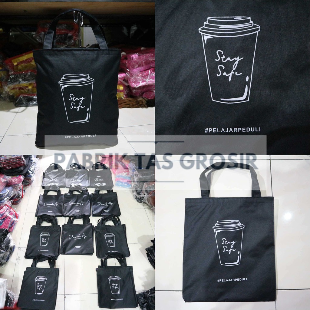 Jual Grosir Totebag Custom Murah Tas Sablon Bordir Seminar KIT Promosi Diklat Sponsor Bagus Kekinian