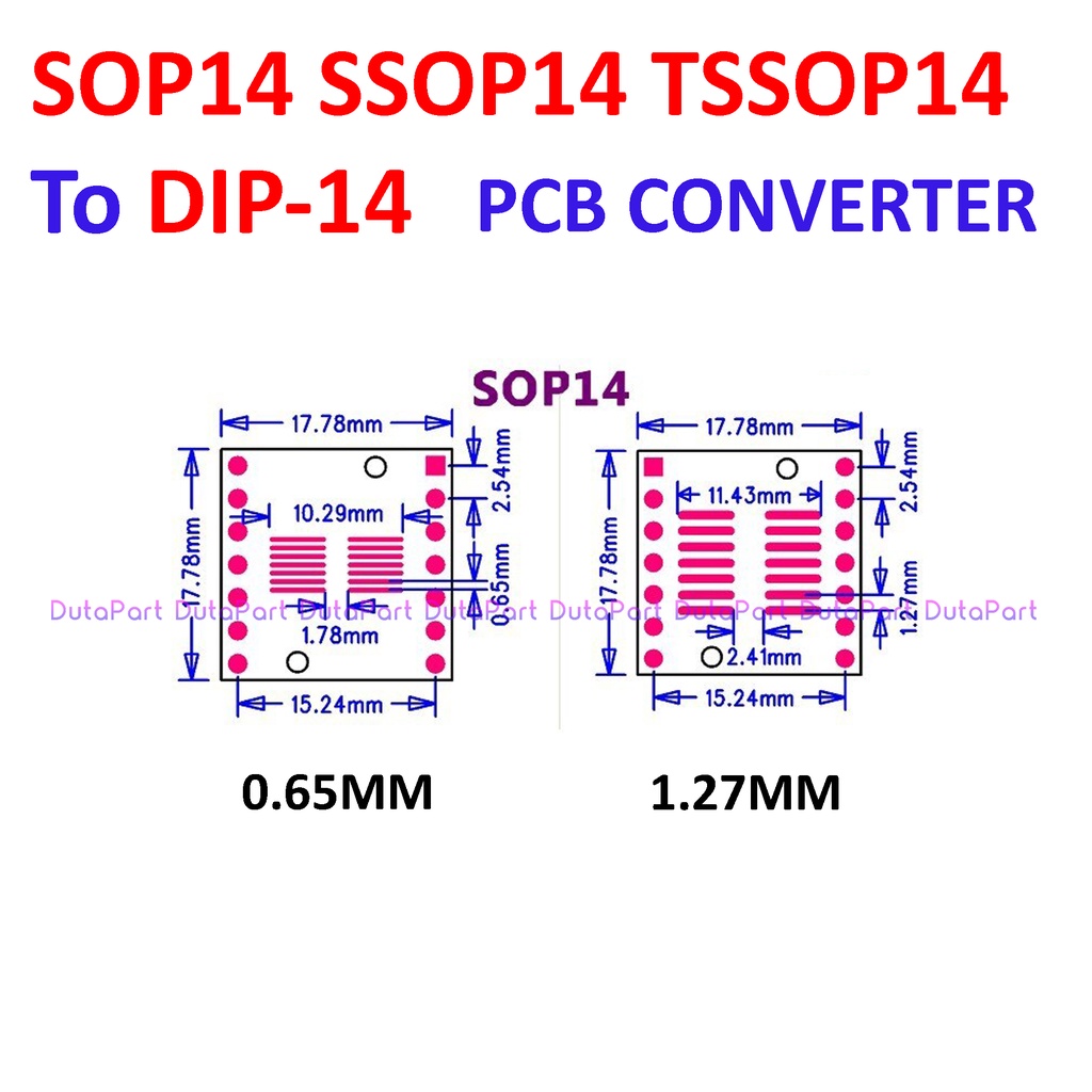 PCB Board SMD SOP14 SSOP14 TSSOP14 To DIP14 DIP 14 Adapter Converter