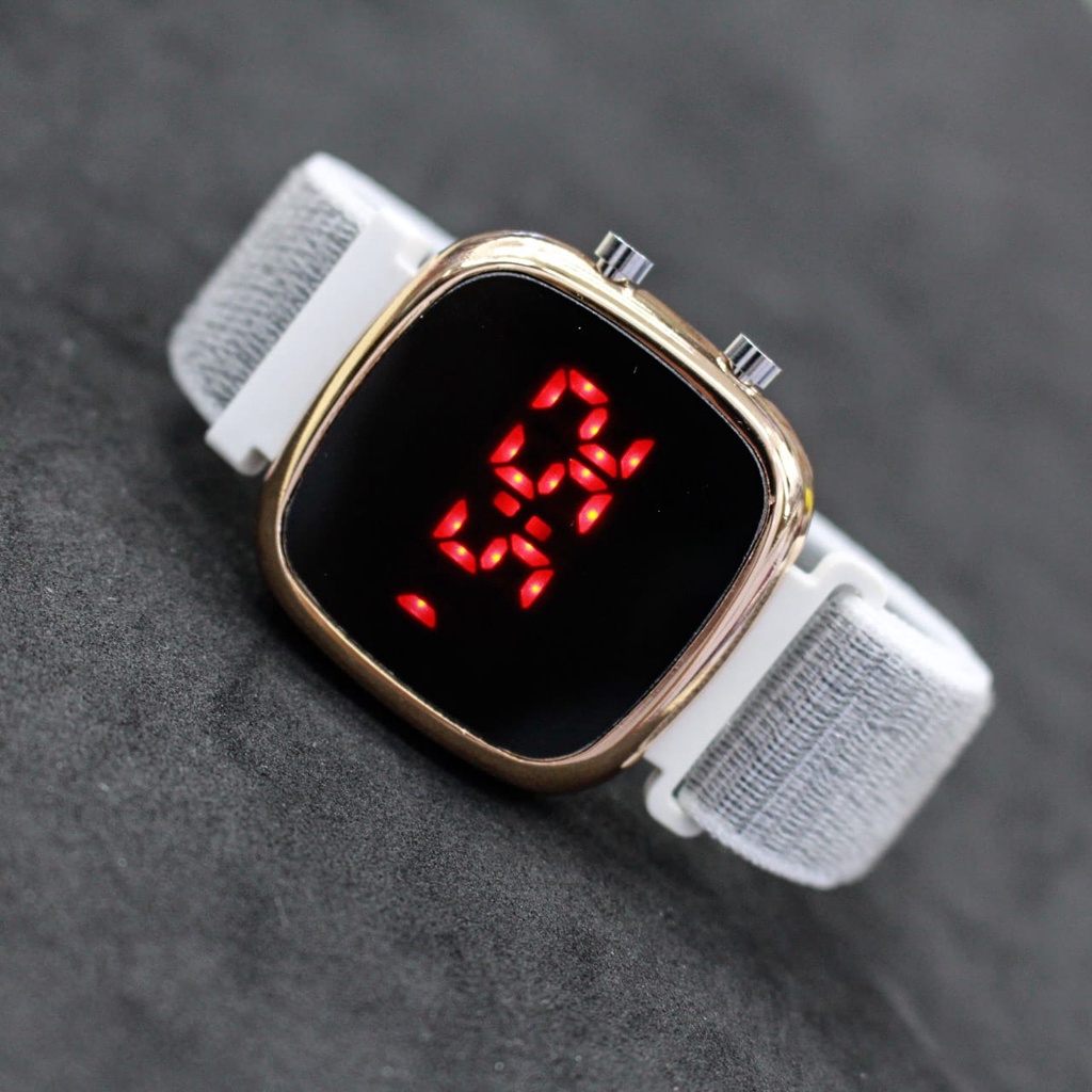 JAM TANGAN LED KANVAS OVAL TOP QUALITY EING ROSE GOLD/JAM TANGAN FASHION KEKINIAN/