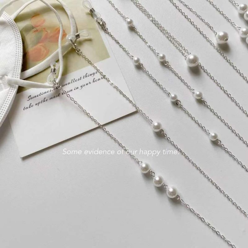 BISA COD Strap Masker 2in1 Rantai Kacamata Silver Simple Mix Mutiara 2fungsi / Tali Kacamata / Tali Masker / Kalung Masker / Gantungan Masker