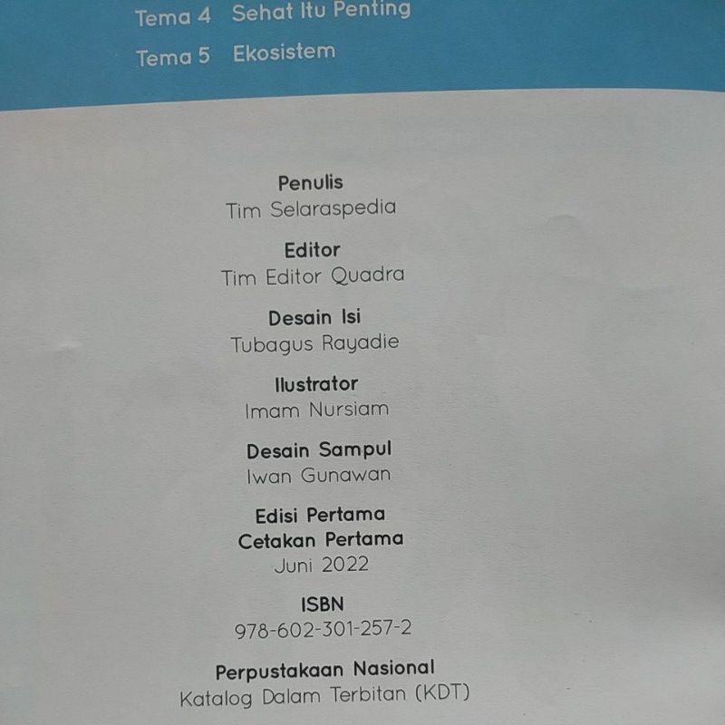 ORI buku teks SELARAS tematik k13 penerbit Quadra untuk SD/mi kelas 5B semester 1