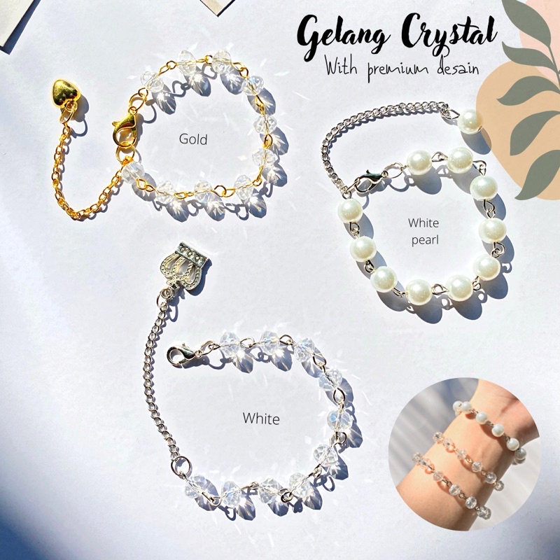 (gelang crystal) Gelang Rantai Crystal / Gelang Tangan Crystal Premium