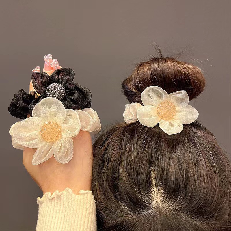 Ikat Rambut Scrunchie Korea Perempuan Dewasa Model Bunga Daisy Aksesoris Fashion Style Wanita AK252