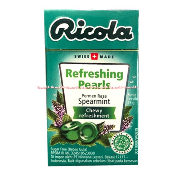 Ricola Refreshing Pearls 25gr Rasa Blackcurrant Spearmint Strawberry Chewy Refreshment Permen Lunak Melegakan Tenggorokan Rikola Candy