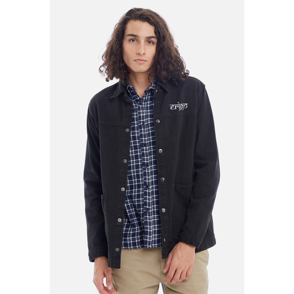  Erigo  Jaket Coach Jacket DENIM CALHOUN BLACK Unisex 