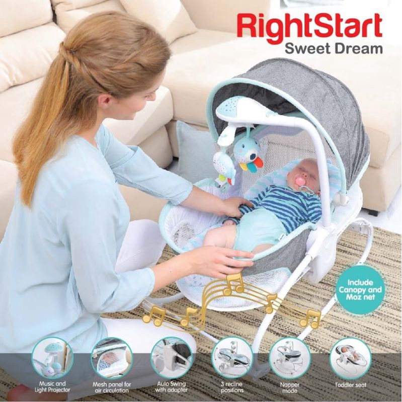 Ayunan Bayi Bouncer Baby Swing Right Start Multi Functional Deluxe Napper Sweet Dream