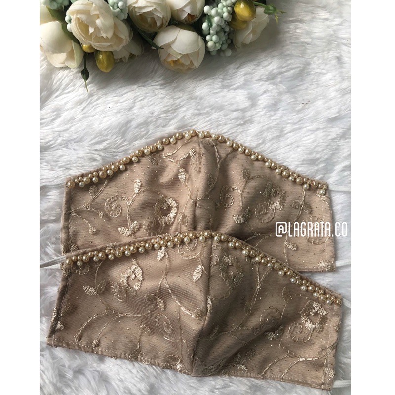Masker Brokat payet/Masker Brukat/Masker renda/Masker lace/Masker payet/Masker pesta/Masker wedding