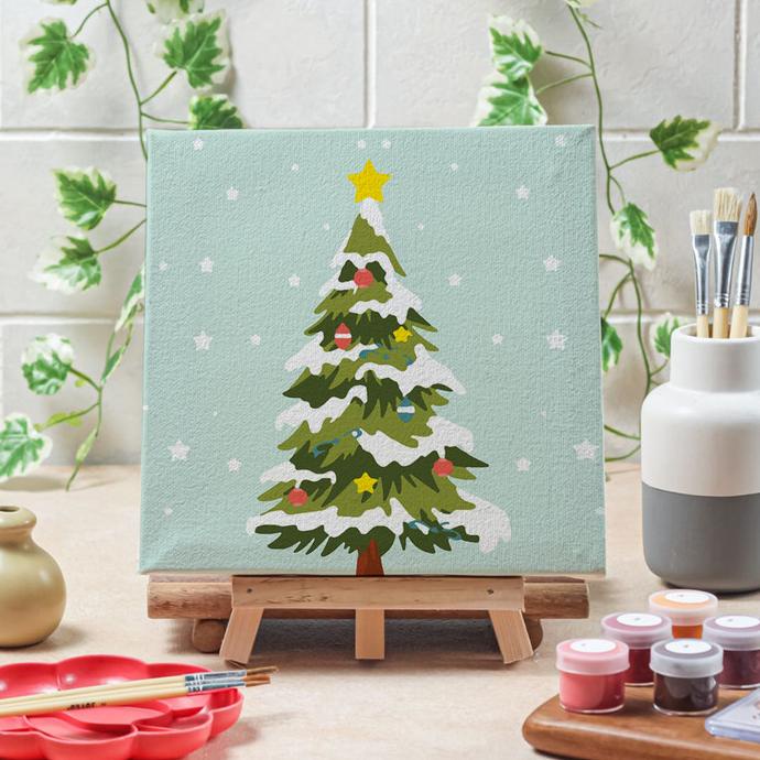 

Paint by number Pohon Natal diy painting canvas 20x20 alat lukis