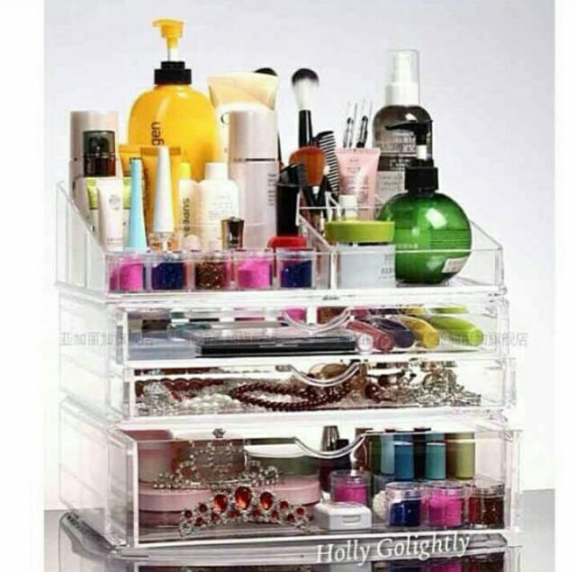 Tempat Makeup Acrylic Set Large 3 Drawer Atasan Free Tempat Lipstik Shopee Indonesia