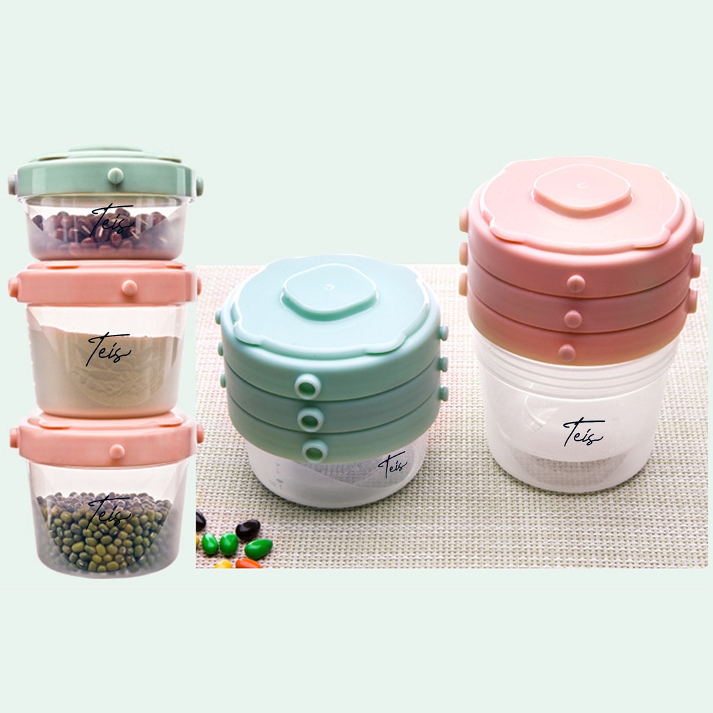 Teis 3in1 Baby Food Container Tempat Penyimpanan Makanan Bayi Wadah MPASI Set Anti Tumpah 60ml 120ml 200ml