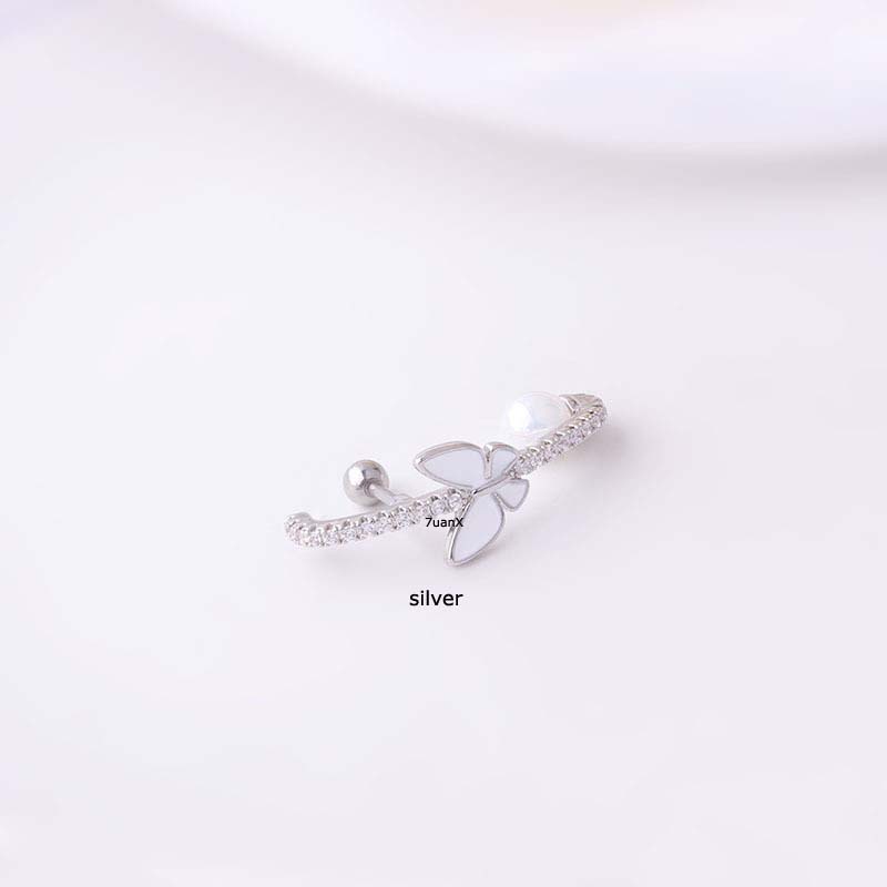 1 Pc Anting Stud Tindik Bentuk Kupu-Kupu Helix Enamel Bahan Stainless Steel 16g Untuk Wanita