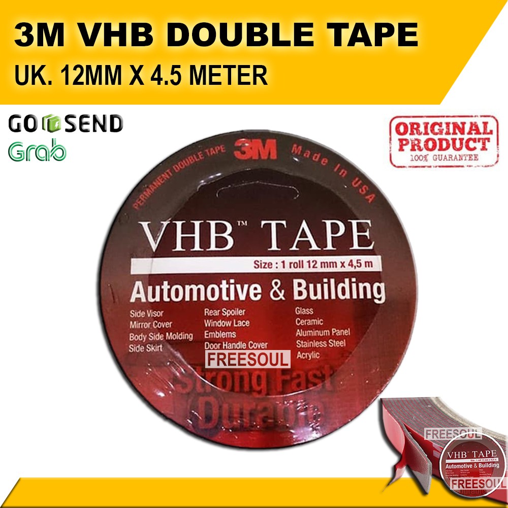 Lem 3M VHB Double Tape Automotive 4900 Size 12 mm / 24 mm X 4.5m - Double Tape Mobil