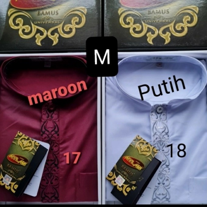 Baju koko Atlas Lengan panjang - Putih, S