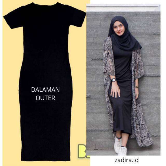 INNER SPAN // INNER TANGAN PENDEK // DRESS SPAN // INNER HITAM // INNER SPAN DRESS WANITA..