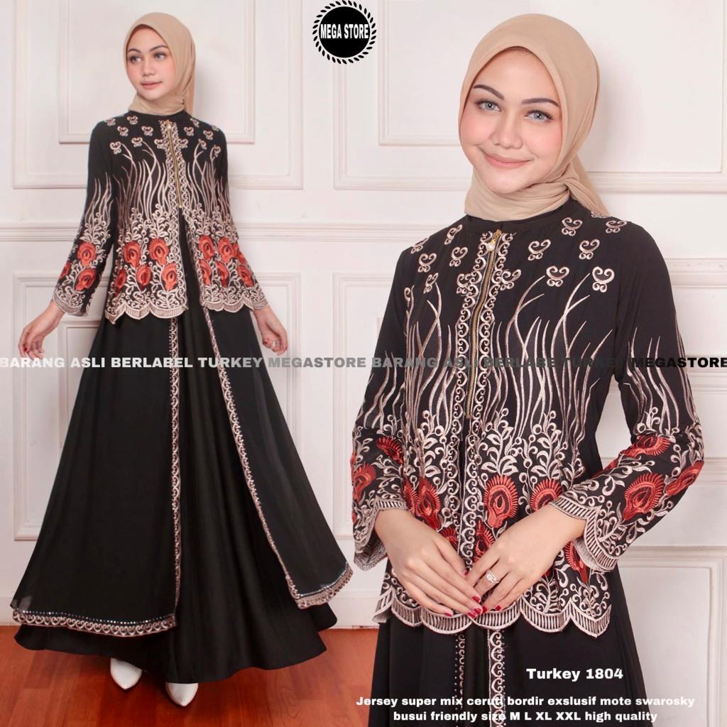 TERBARU TERMURAH 100% ORIGINAL Abaya Turki Hitam Khas Arab Bordir Import Mote Swarovsky High Quality